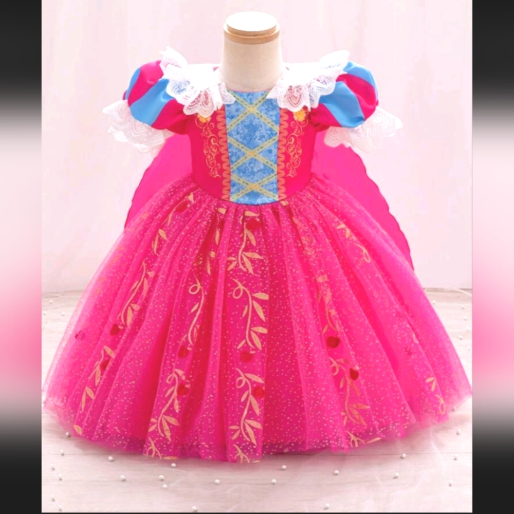 Pink and Blue Dress w/Pink Cape